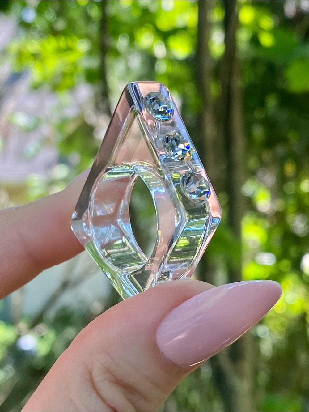 Acrylic Crystal Ring Embellished With Genuine“Crystal Stone Elements” New!